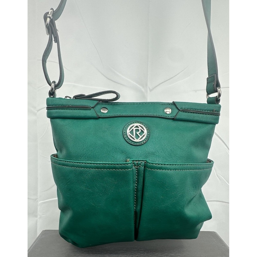 Relic Adjustable Crossbody Green Purse Classic Zipper Logo Soft Women's
